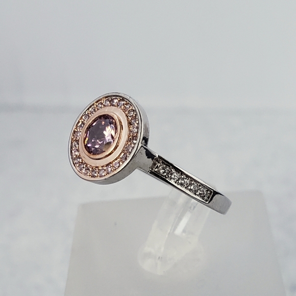 Sterling Bezel Set Pink Ring - Picture 5 of 8